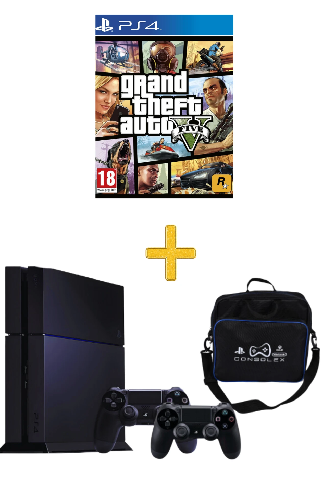 Sony PlayStation 4 Standart 1TB + Çift Kol + GTA 5 Disk Oyun + ConsoleX Çanta (Yenilenmiş)