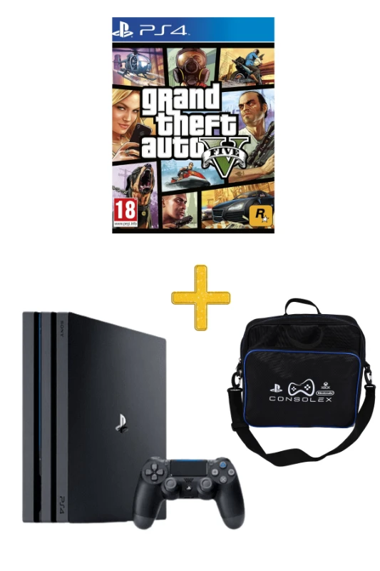 Sony PlayStation 4 Pro 1TB + Tek Kol + GTA 5 Disk Oyun + ConsoleX Çanta (Yenilenmiş)