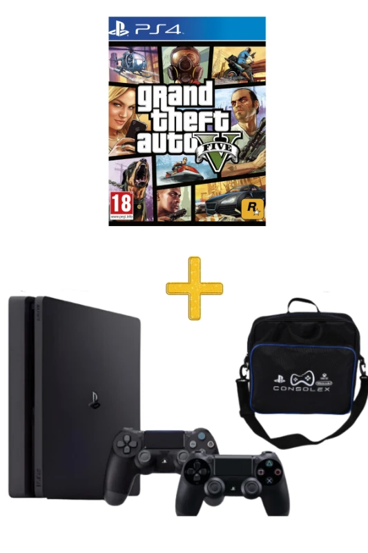 Sony PlayStation 4 Slim 500GB – Türkçe Menü + Çift Kol + GTA 5 (Yenilenmiş)