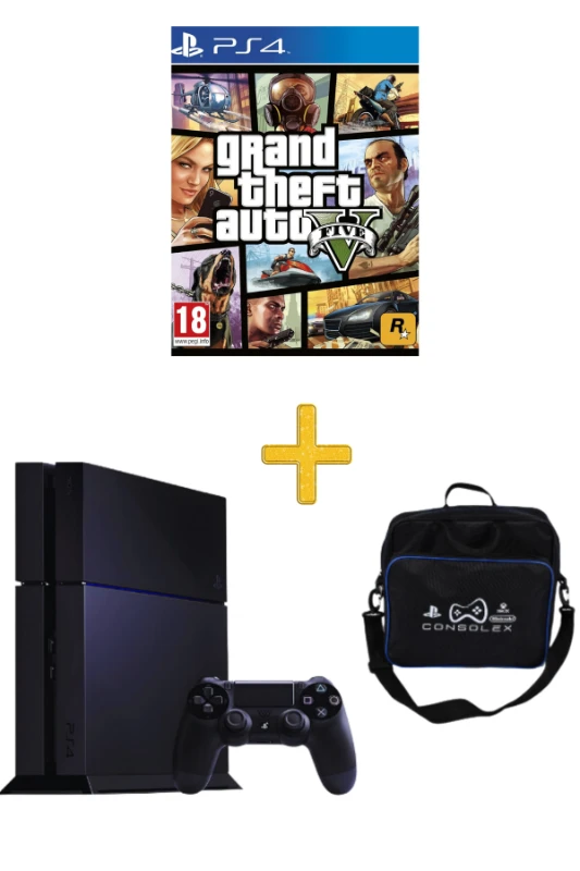 Sony PlayStation 4 Standart 1TB + Tek Kol + GTA 5 Disk Oyun + ConsoleX Çanta (Yenilenmiş)
