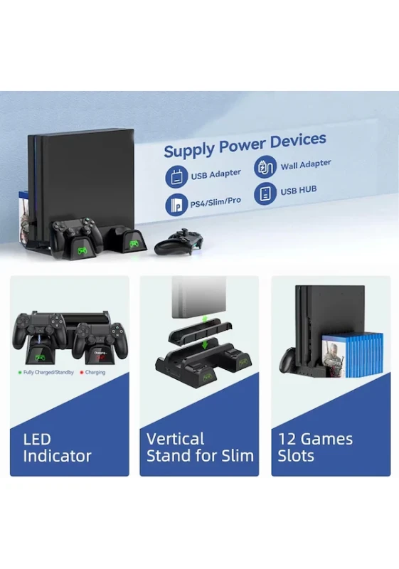 PS4 DualShock 4 Kontrolcü Şarj İstasyonu – 2'li Hızlı Şarj Ünitesi