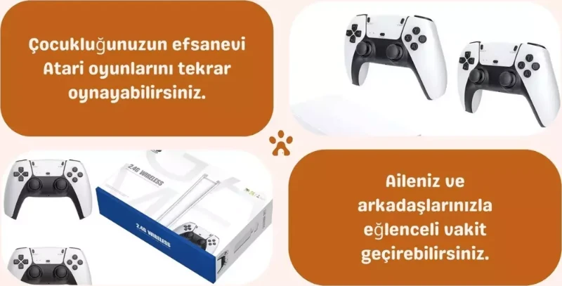  P5 2.4G Wireless Kablosuz Controller – 3D 4K HD Klasik Retro Atari Video Game Oyun Konsolu