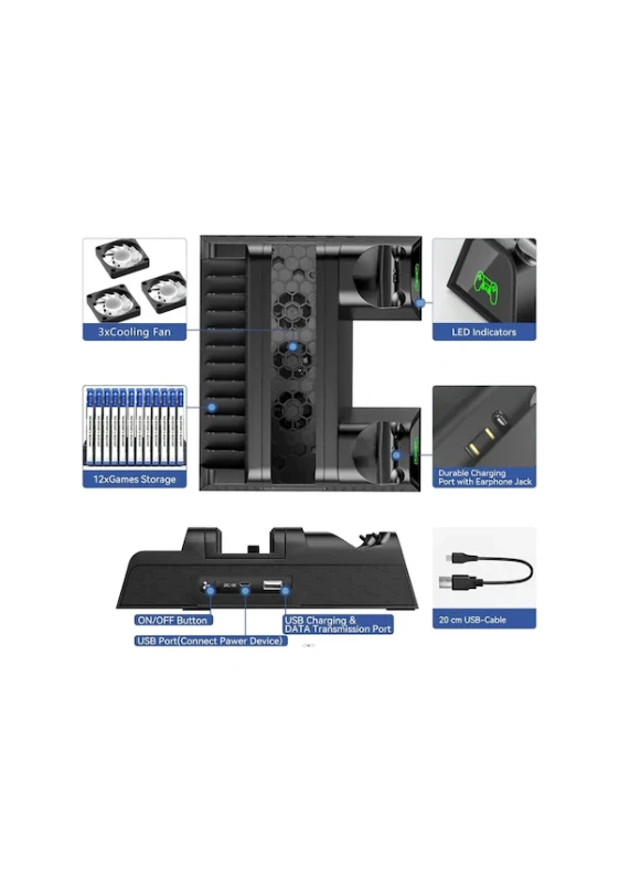 PS4 DualShock 4 Kontrolcü Şarj İstasyonu – 2'li Hızlı Şarj Ünitesi