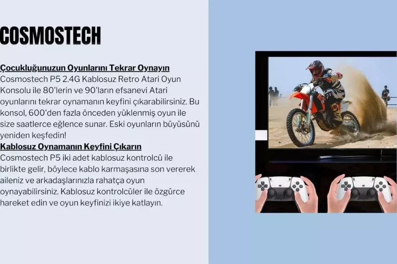  P5 2.4G Wireless Kablosuz Controller – 3D 4K HD Klasik Retro Atari Video Game Oyun Konsolu