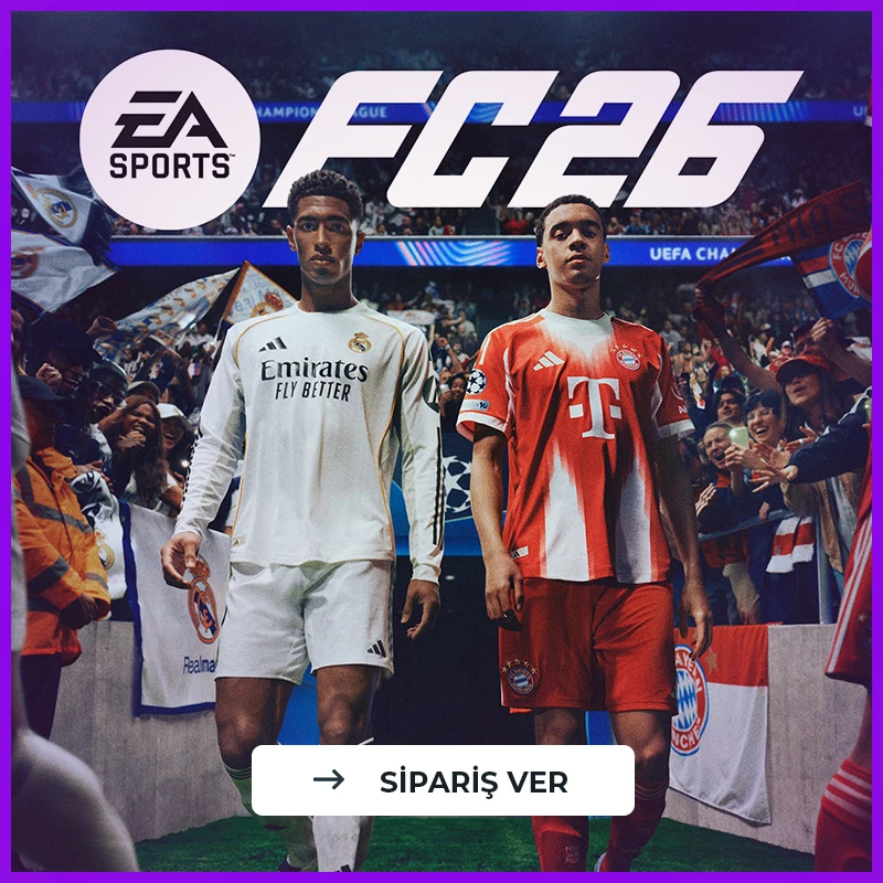 FC 26 (FIFA 26) PS5 ön sipariş. Türkçe spiker, Türkçe menü, yeni modlar ve gelişmiş grafiklerle sıfır kutusunda, ConsoleX güvencesiyle sizlerle!