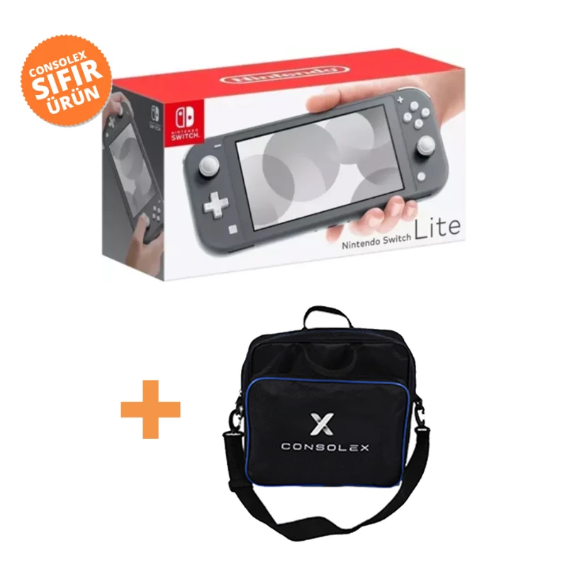 Nintendo Switch Lite – Gri Oyun Konsolu + ConsoleX Taşıma Çantası Hediye