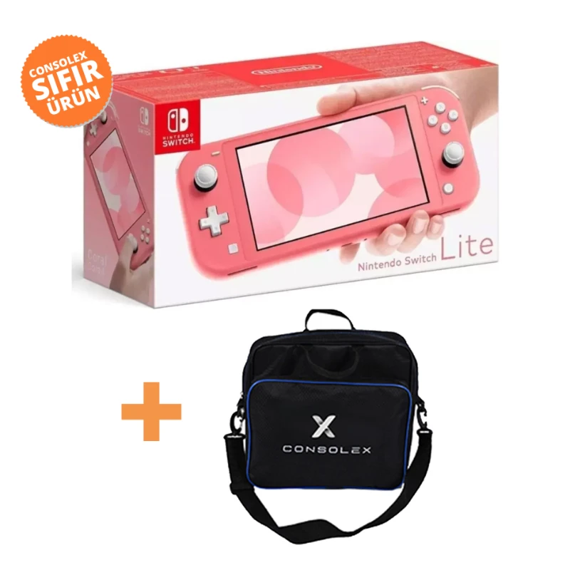Nintendo Switch Lite – Pembe Oyun Konsolu + ConsoleX Taşıma Çantası Hediye