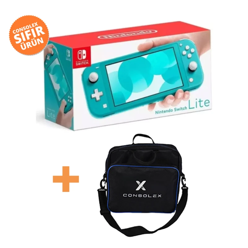 Nintendo Switch Lite – Turkuaz Oyun Konsolu + ConsoleX Taşıma Çantası Hediye