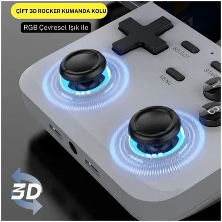 D-007 Plus Retro Taşınabilir Oyun Konsolu – 3,5” IPS Ekran – 10.000+ Oyun – Gri