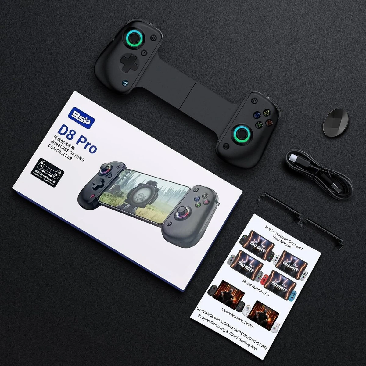 D8 Pro Bluetooth 5.2 Kablosuz Gamepad – Android, iOS, PC ve Switch Uyumlu Profesyonel Oyun Kolu