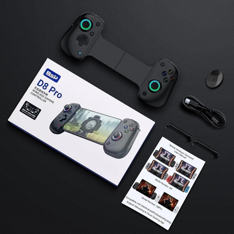 D8 Pro Bluetooth 5.2 Kablosuz Gamepad – Android, iOS, PC ve Switch Uyumlu Profesyonel Oyun Kolu