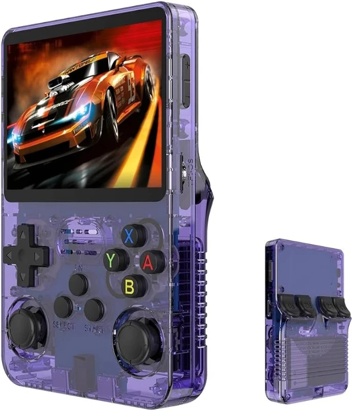 R36S Retro El Oyun Konsolu – 3,5" IPS Ekranlı, 15.000+ Oyun Yüklü, Taşınabilir Cihaz - Mor