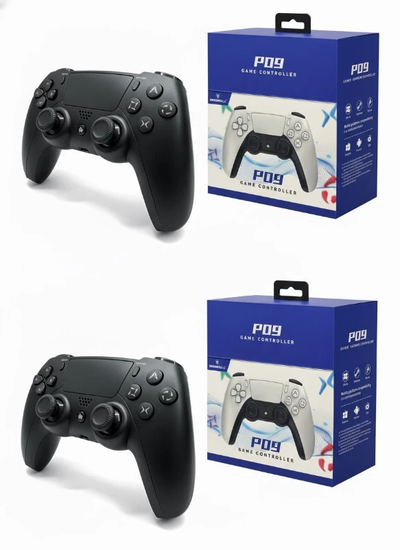 P09 Bluetooth Kablosuz Siyah Controller – PS4, Android, iOS, PC Uyumlu Oyun Kolu + Şarj Kablosu
