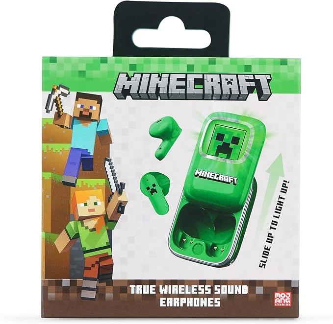 Minecraft TWS Slide Bluetooth 5.3 Kablosuz Kulaklık – LED Ekranlı Sürgülü Kutu – Mikrofonlu – IPX4 