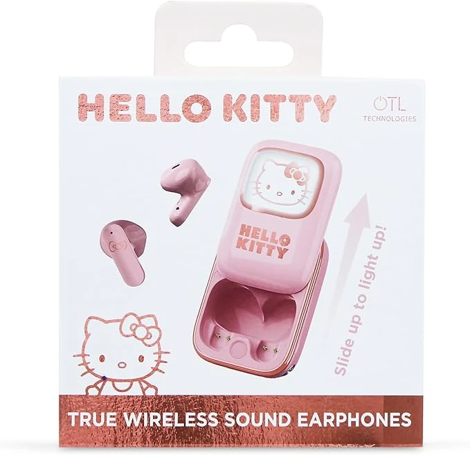 Hello Kitty TWS Slide Bluetooth 5.3 Kablosuz Kulaklık – LED Ekranlı Sürgülü Kutu – IPX4 Ter Geçirme
