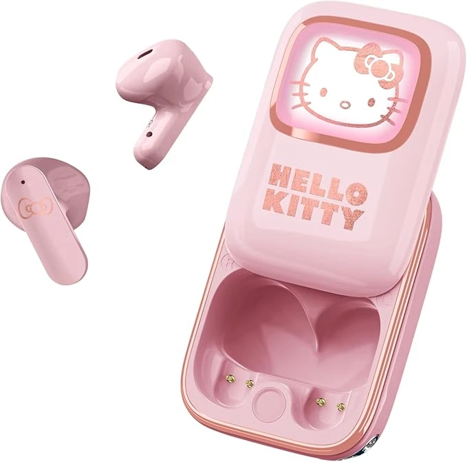 Hello Kitty TWS Slide Bluetooth 5.3 Kablosuz Kulaklık – LED Ekranlı Sürgülü Kutu – IPX4 Ter Geçirme