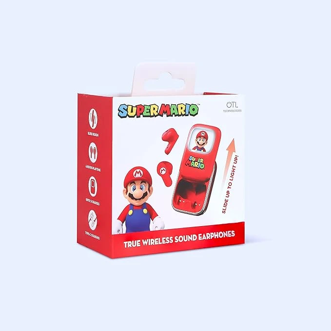 Super Mario TWS Slide Bluetooth 5.3 Kablosuz Kulaklık – LED Ekranlı Sürgülü Kutu – Mikrofonlu – IPX