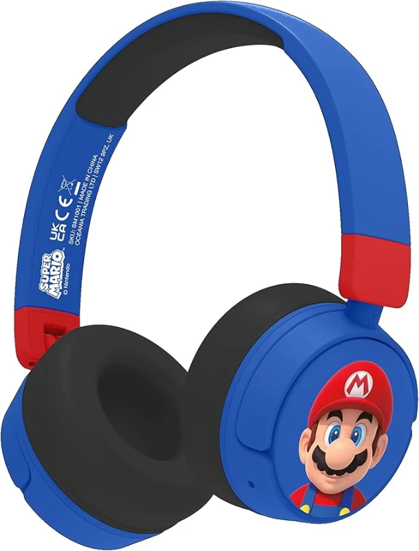 OTL Super Mario Kablosuz Bluetooth 5.3 Kulak Üstü Çocuk Kulaklığı – Kırmızı Mavi (SM1016)