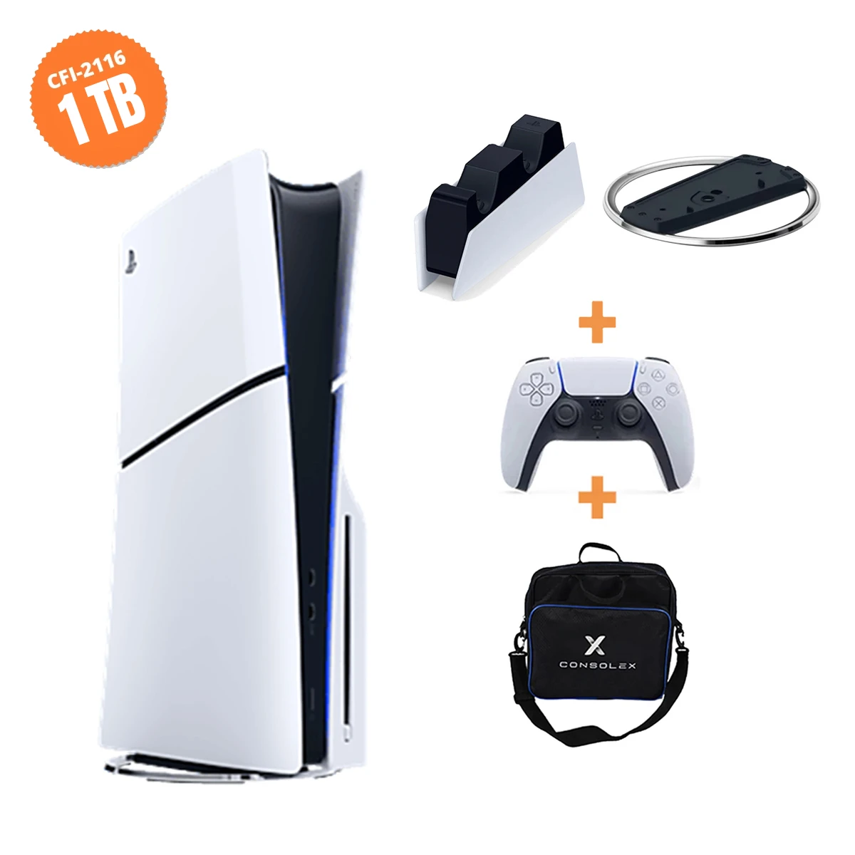 Sony PS5 Slim Standart (CFI-2116) 825GB Tek Kol Şarj İstasyonu Dikey Stand ConsoleX Çanta