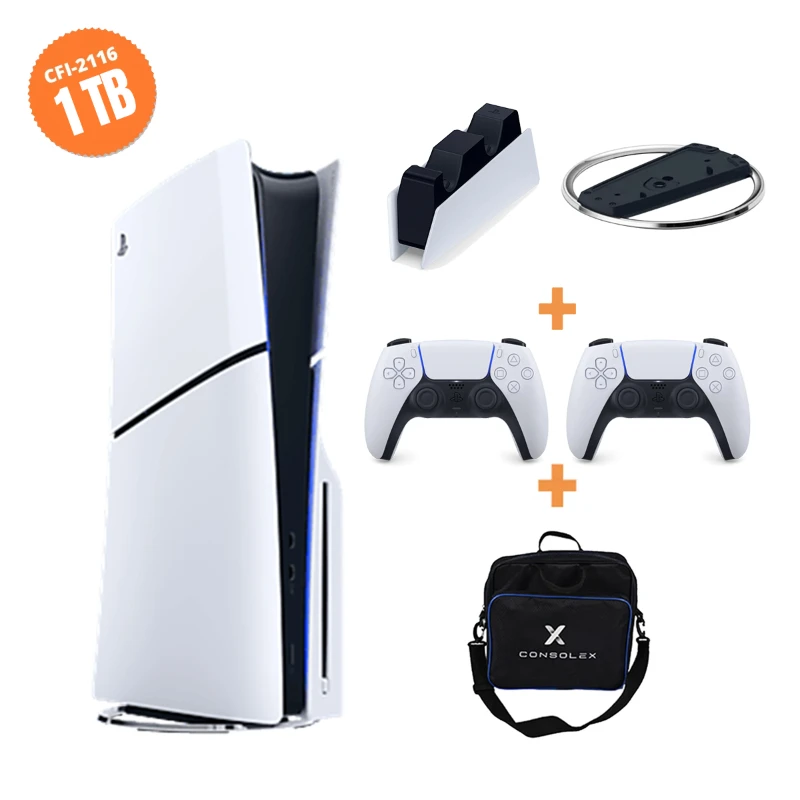Sony PS5 Slim Standart (CFI-2116) 825GB Çift Kol Şarj İstasyonu Dikey Stand ConsoleX Çanta