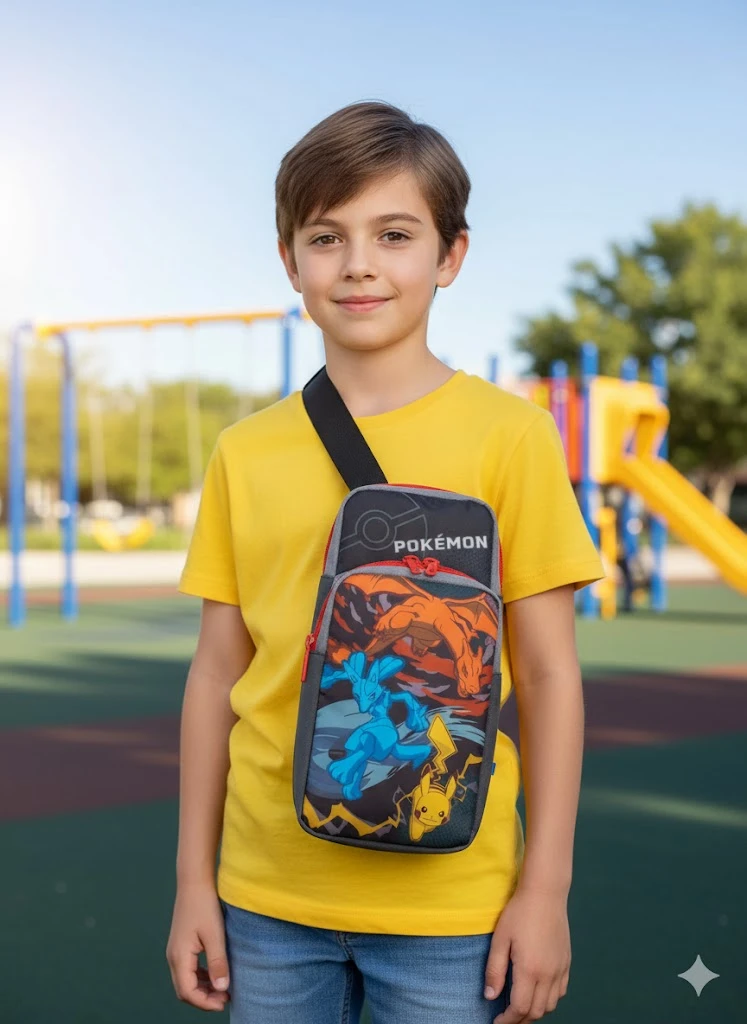 Nintendo Switch Pokémon Omuz Çantası – Pikachu & Charizard Tasarımlı – Resmî Lisanslı (NSW-BAG-POKE