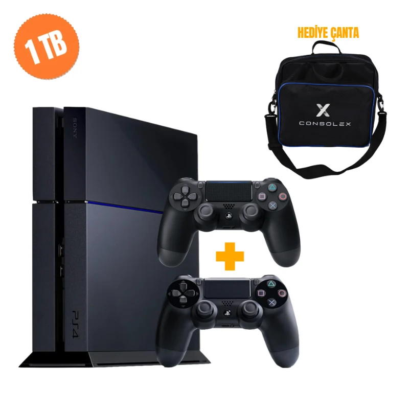 Sony PS4 Standart 1TB (Yenilenmiş) + 2 Kol + ConsoleX Çanta + 12 Ay Garanti