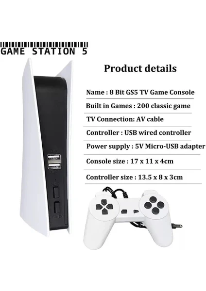 Game Station 8 Bit Atari Konsol – 200 Oyunlu, Çift Kollu, TV Bağlantılı Retro Set