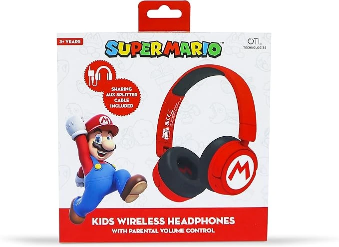 OTL Super Mario Icon Logo Kablosuz Bluetooth Çocuk Kulaklık – Lisanslı – 85/95 dB