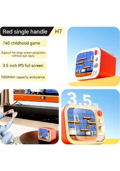H7 Retro TV Oyun Konsolu – 3.5" Ekran + TV Çıkışı + Çift Kontrol Ünitesi