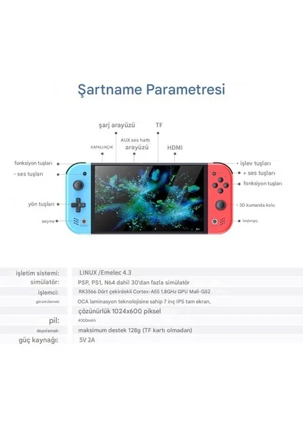 M20 Pro Retro Atari – 7" IPS Ekran, 20.000+ Oyun, Çift Kol + Çift Tabanca, 128GB