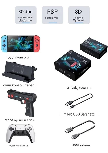 M20 Pro Retro Atari – 7" IPS Ekran, 20.000+ Oyun, Çift Kol + Çift Tabanca, 128GB