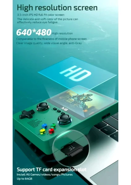 X6 Taşınabilir Retro Oyun Konsolu – 10.000 Yüklü Oyun – HD Game Stick (Siyah)