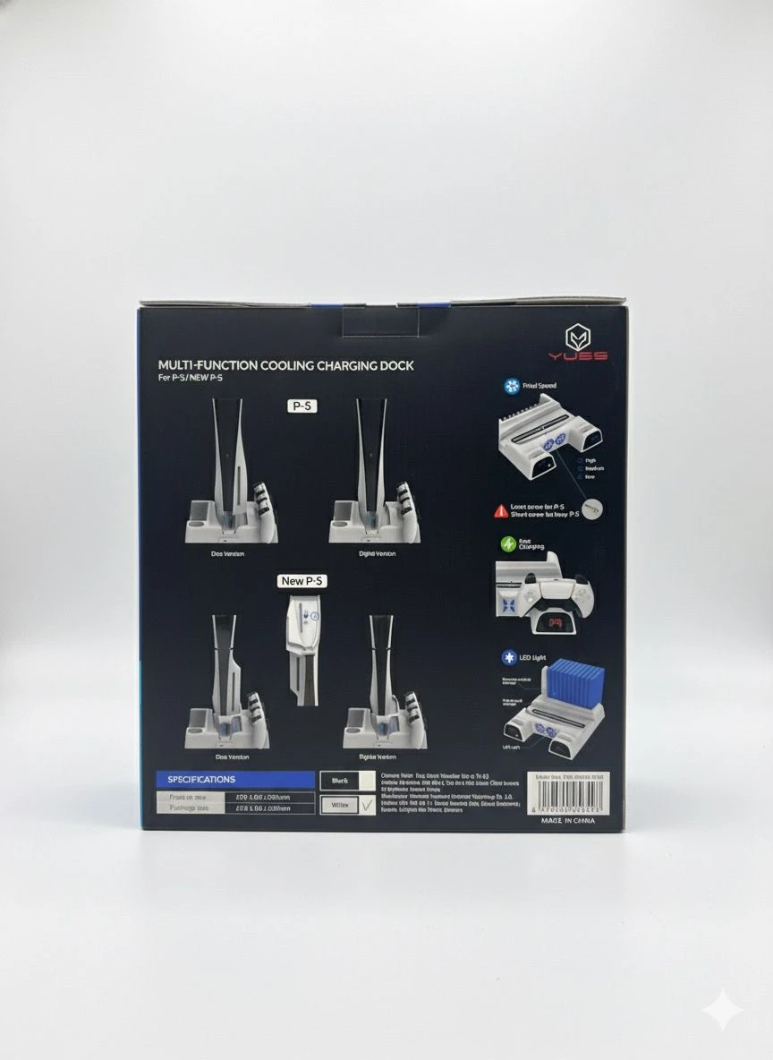 PS5 / PS5 Slim Uyumlu Soğutmalı Şarj İstasyonu – Çok Fonksiyonlu Şarj Standı CL-3532B