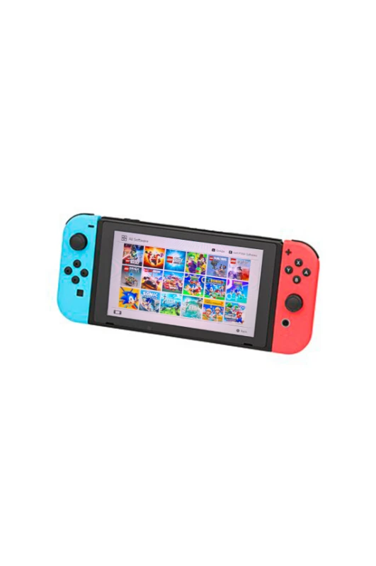 N Switch OLED (Mavi/Kırmızı) – Çipli, Yüklü 18 Oyunlu Model + ConsoleX Taşıma Çantası