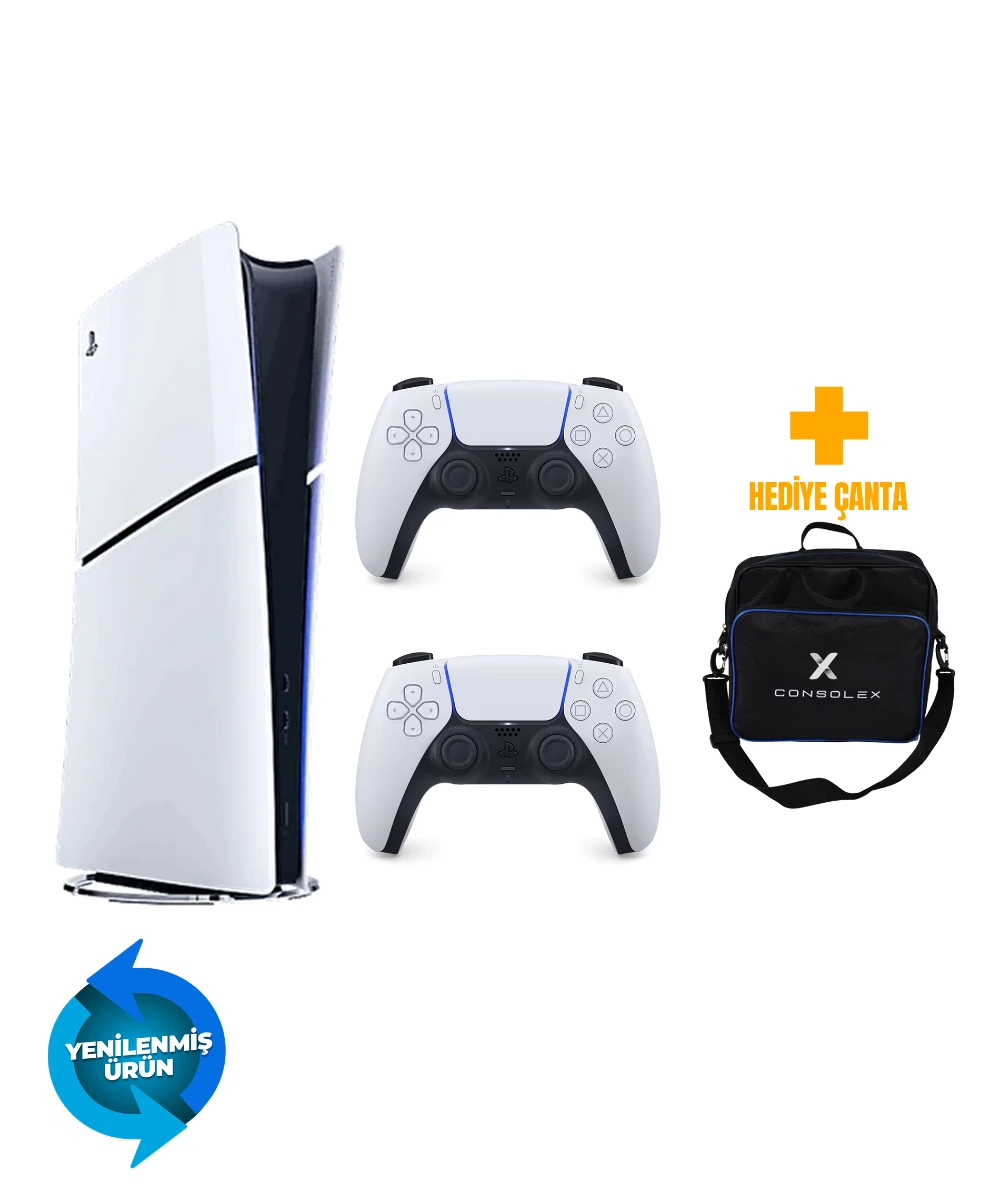 Sony PS5 Slim Dijital 1TB + Çift Kol + ConsoleX Çanta (Yenilenmiş – 2 Yıl Garantili)