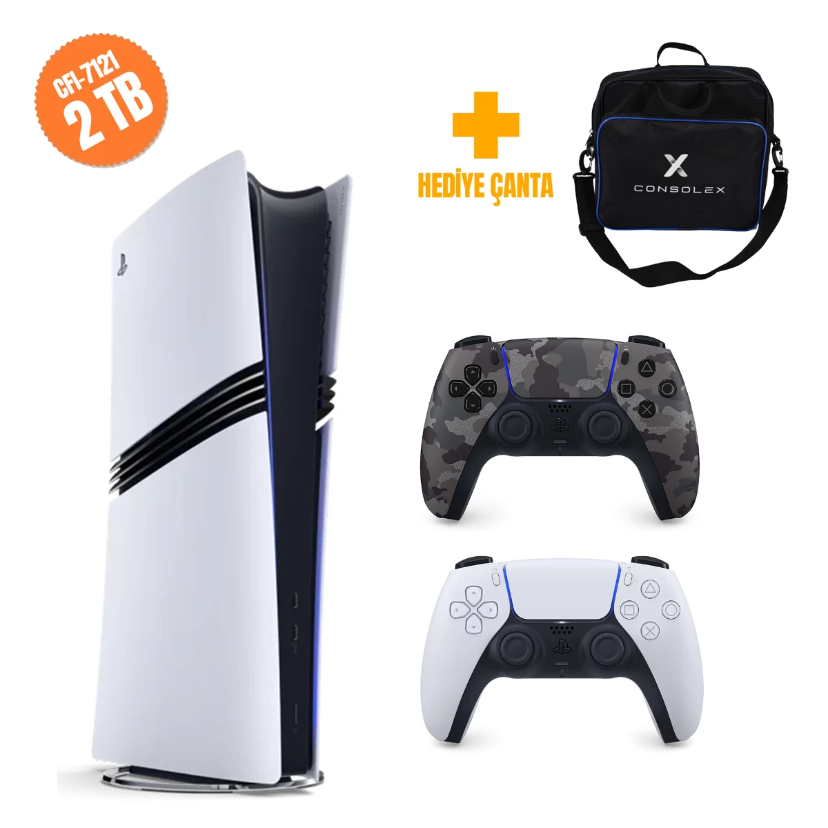 Sony PlayStation 5 Pro 2TB CFI7121 Avrupa Çift Kol Kamuflaj ConsoleX Çantalı