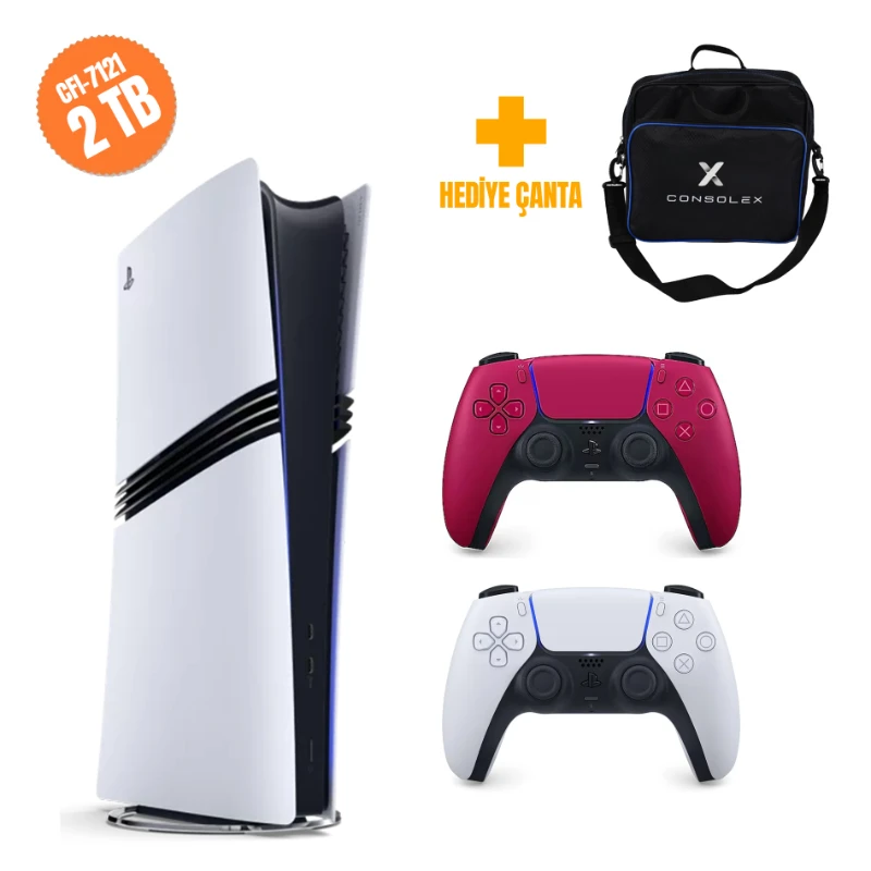 Sony PlayStation 5 Pro 2TB CFI7121 Avrupa Çift Kol Bordo ConsoleX Çantalı