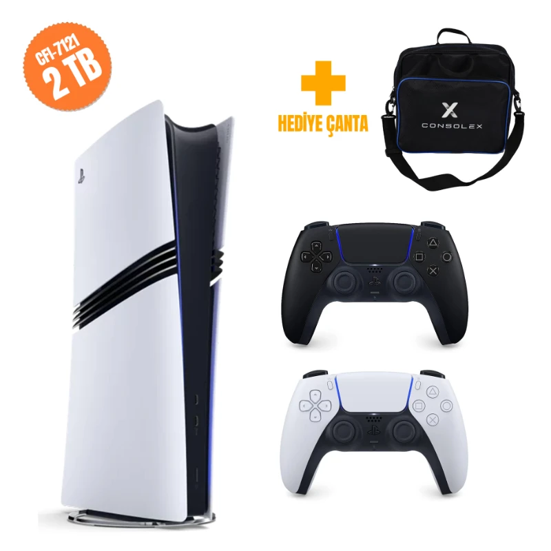 Sony PlayStation 5 Pro 2TB CFI7121 Avrupa Çift Kol Siyah ConsoleX Çantalı