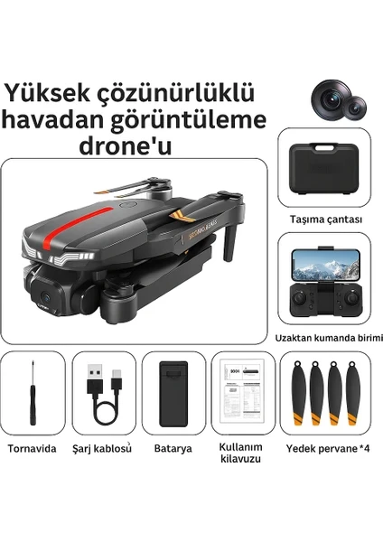 C13S UFO Drone WiFi Cam 4K Kamera LED Işıklı Fırçasız Motor HD Geniş Açılı Engel Algılayıcı