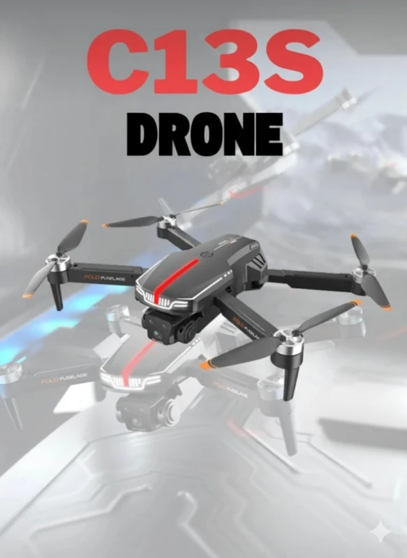 C13S UFO Drone WiFi Cam 4K Kamera LED Işıklı Fırçasız Motor HD Geniş Açılı Engel Algılayıcı