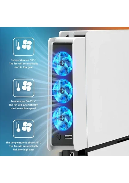 PS5 Slim Soğutma Fanı 3 Kademeli Hız Ayarlı LED Işıklı Konsol Soğutucu Fan