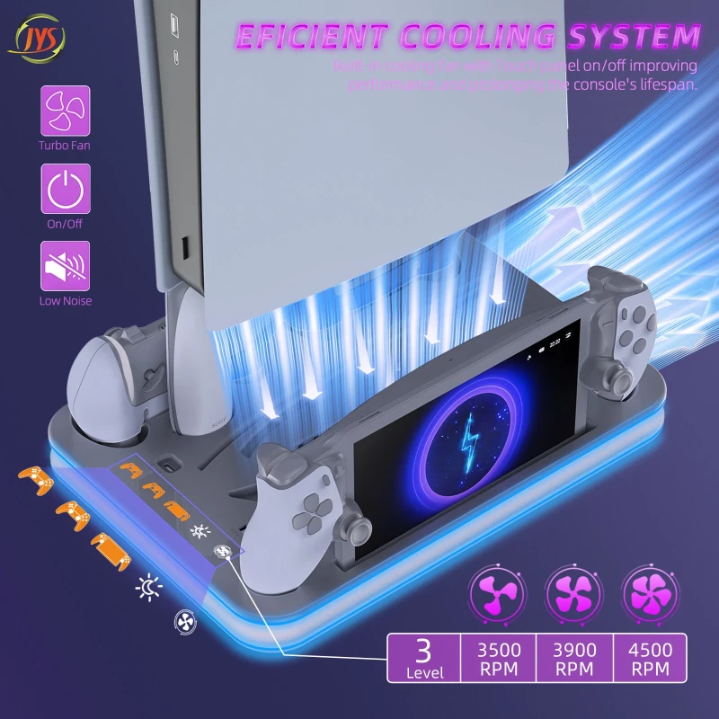  PS5 Pro / PS5 Slim / PS5 Konsol Uyumlu RGB Soğutucu ve Şarj İstasyonu