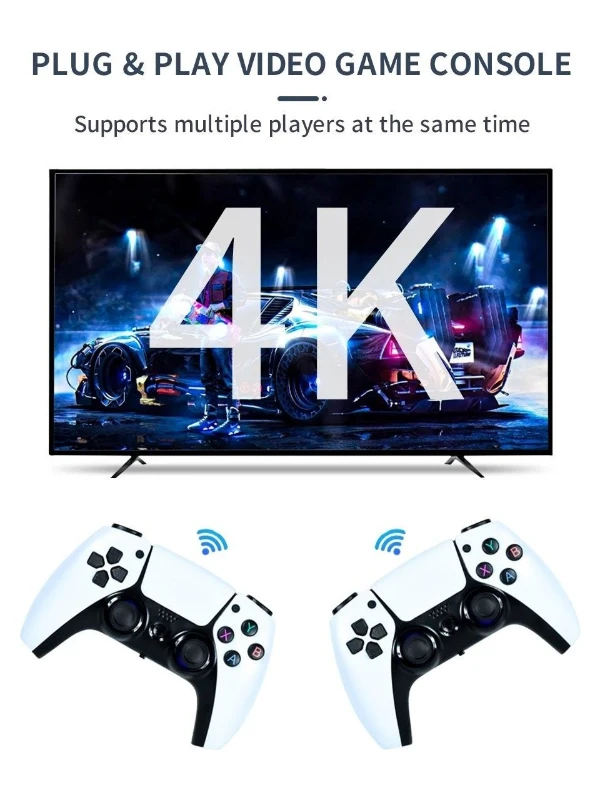 Doreka GT68 Retro Game TV Stick – 64GB – 10.000+ Oyun – 4K Android Konsol – Kablosuz 2 Kol