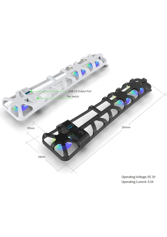 PS5 Slim Kasa Soğutucu Fan RGB Işıklı – DOBE TP5-3538S