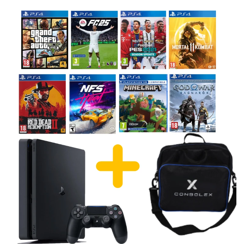 Sony Playstation 4 Slim - 1 TB + Tek Kol + 9.00/11.00 + (yenilenmis) + Consolex Çanta