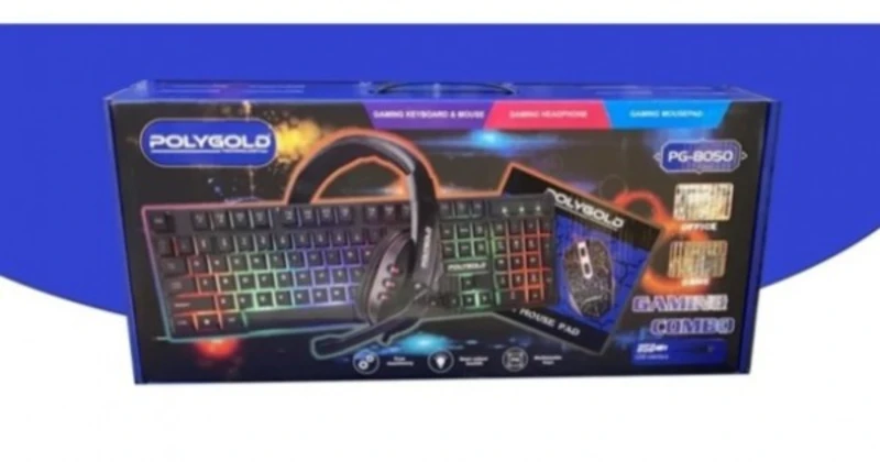 Polygold PG-8050 4'ü 1 Arada Oyuncu Seti – Klavye + Mouse + Kulaklık + Mousepad
