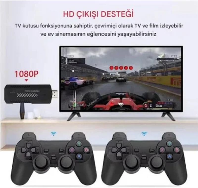 GameStick X2 Plus – 4K HD Retro Oyun Konsolu – 20.000+ Klasik Oyun – 2 Kablosuz Gamepad
