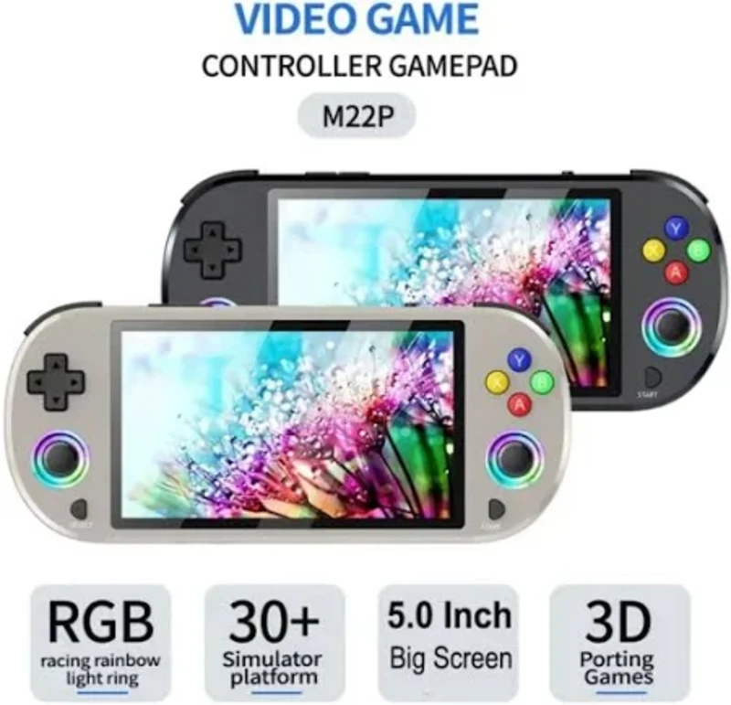 M22 Pro Retro Oyun Konsolu – 5.0″ IPS Ekran – 20.000+ Yüklü Oyun – Taşınabilir Retro