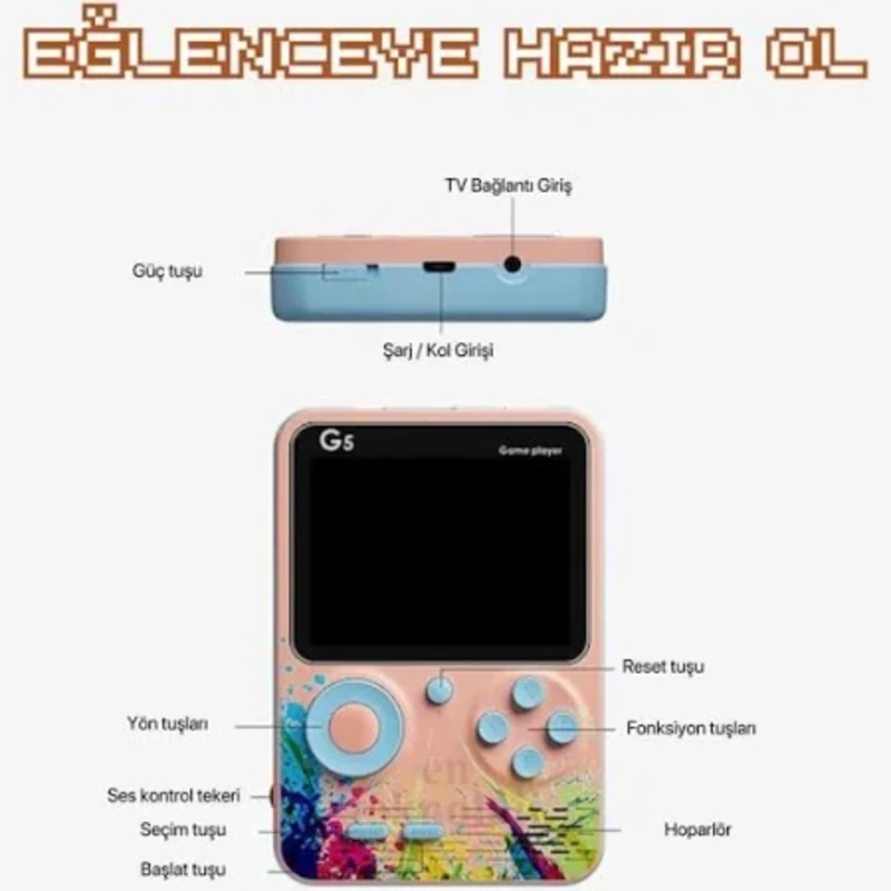 G5 Atari Retro Oyun Konsolu – 500+ Klasik Oyun – 3.0” Renkli Ekran