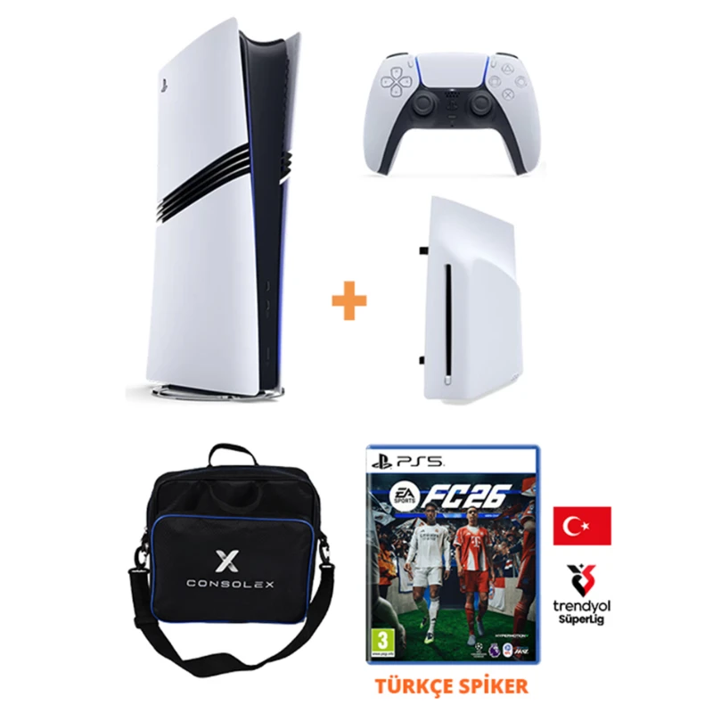 Sony PlayStation 5 Pro 2TB Konsol + Şarj İstasyonu + Çanta – Tek Kol (CFI-7021 Avrupa)